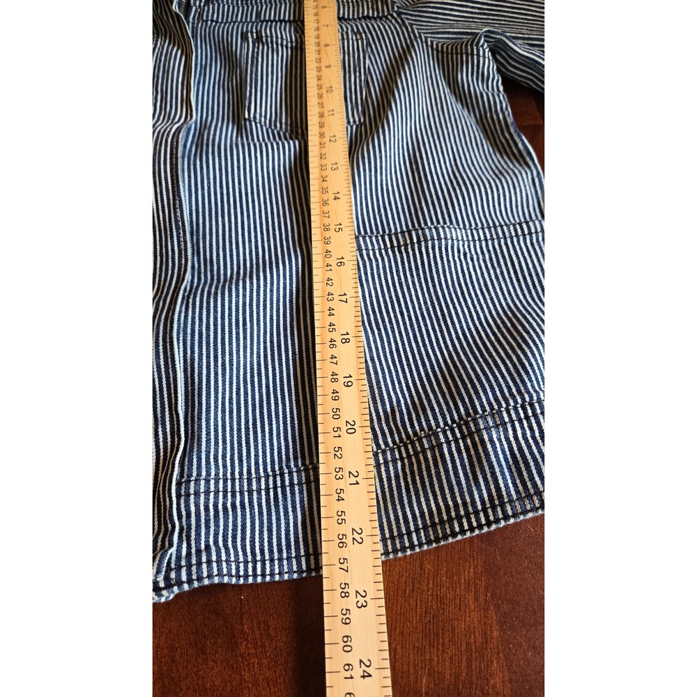 Christopher & Banks Blue White Striped Zip Utility Denim Jacket Womens Large - Picture 8 of 8